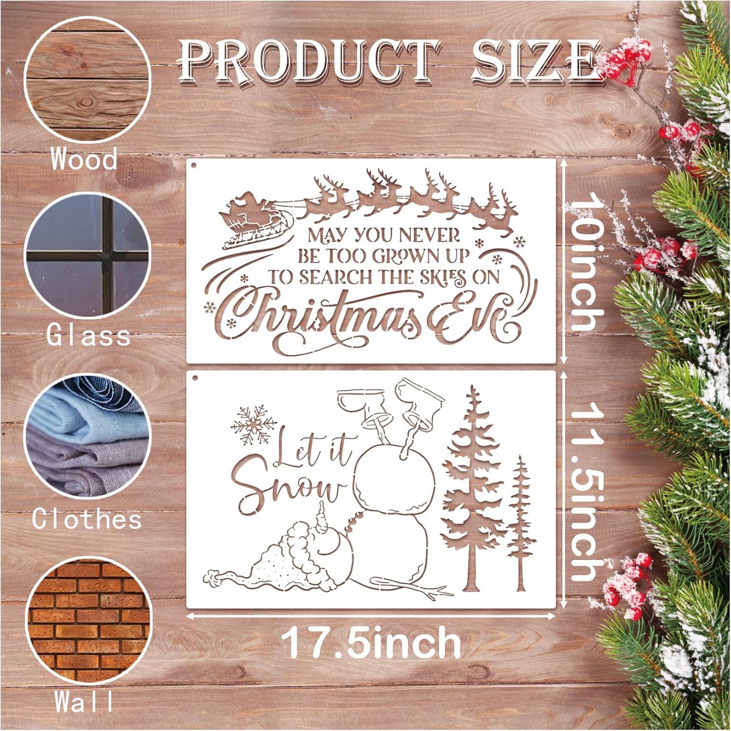 6 Pcs Christmas Doormat Stencils | Reusable Merry Christmas