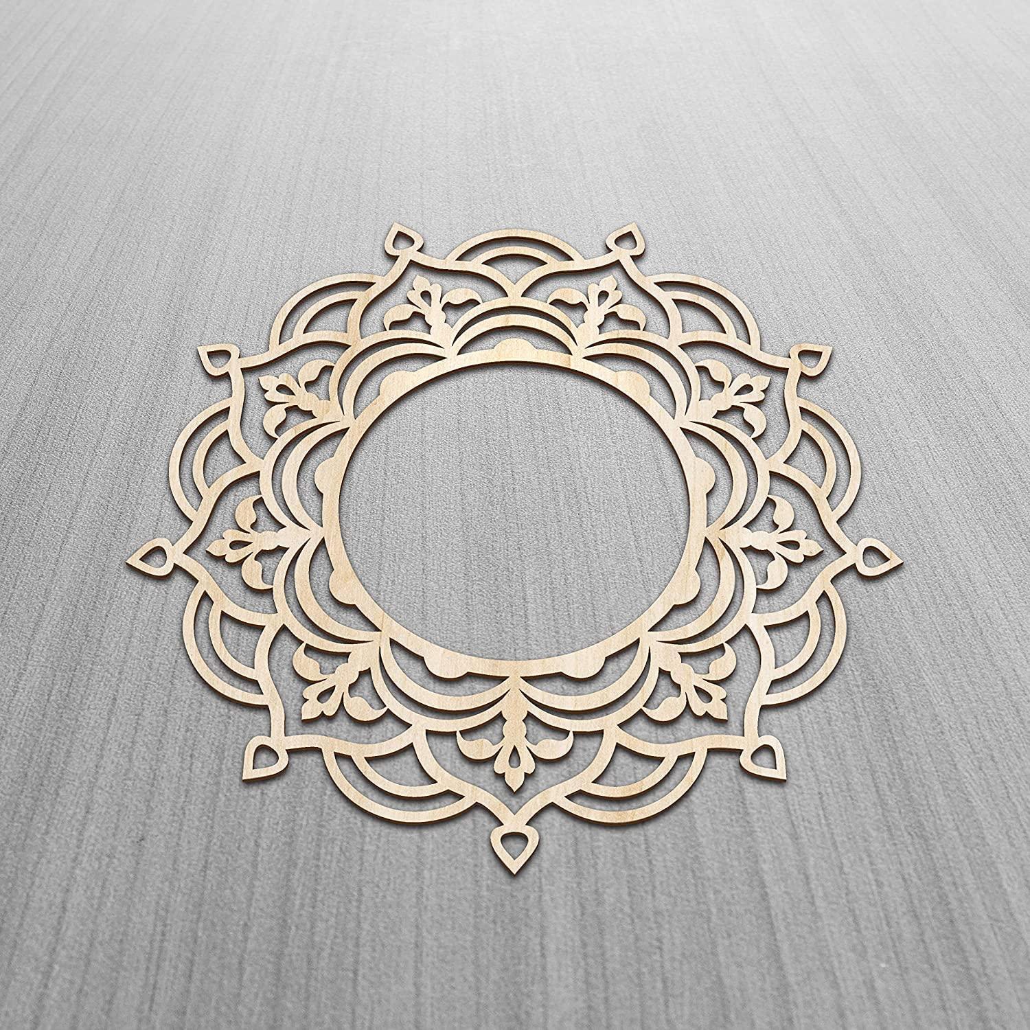 Haoser Mandala Wooden Wall Art, Traditional Star Ornament Polygonal Details, Birch Wood Plywood Rustic Wall Art Accent for Hallway Bedroom Living Room Cafes and Offices (Mandala Design-11_30CM) - Haoser