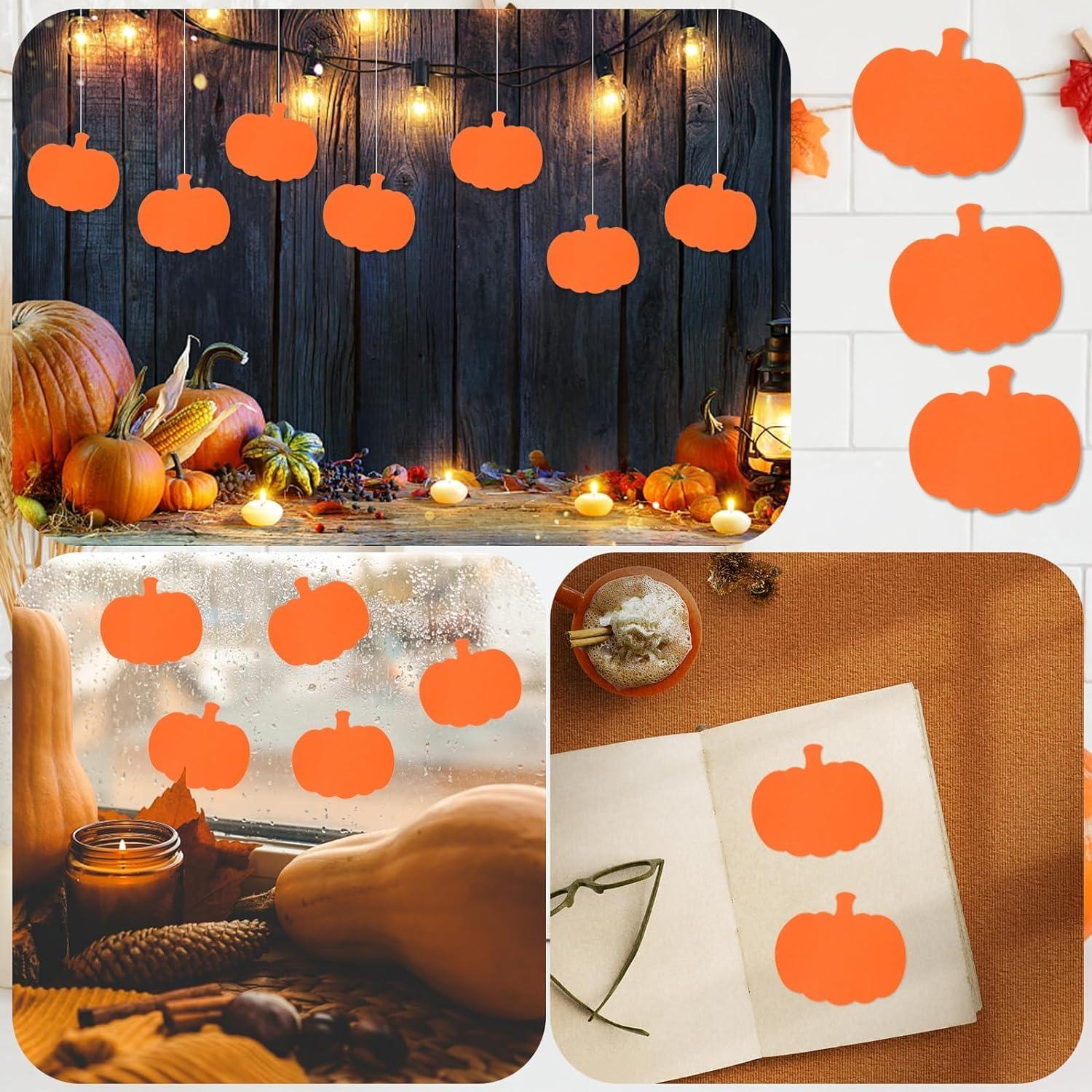 Haoser 50 pc Pcs Pumpkin Cutouts Paper Fall Harvest Pumpkin Cut-Outs Pumpkin Shaped Accents for Kids DIY Craft Projects Autumn Thanksgiving Halliween Classroom Bulletin Board Decorations - Haoser