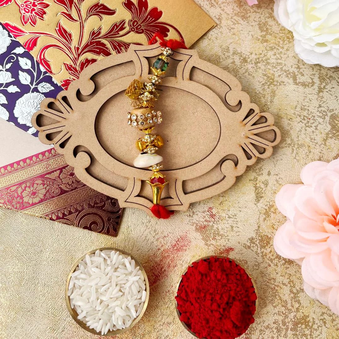 Pack of 2 Mini Platter Photo Magnet – 2-Layer Wooden MDF Gift for Rakshabandhan