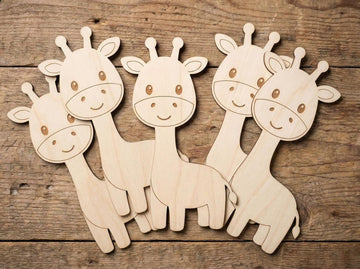 Wooden Giraffe Cutouts for DIY Craft & Nursery Decor | 5 Inch Animal Shapes