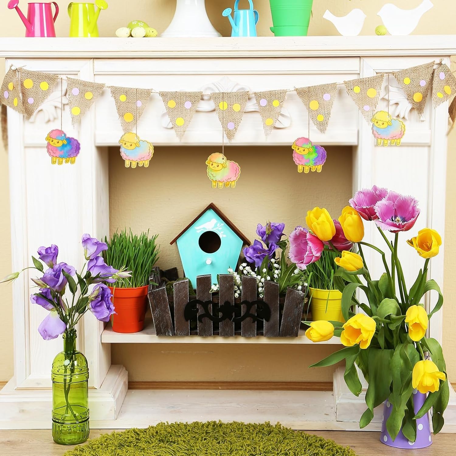 24 PCS Wooden Easter Bunny Ornaments for DIY Craft | 3.5 Inch Rabbit Cutouts