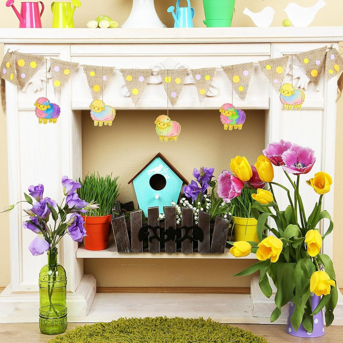 24 PCS Wooden Easter Bunny Ornaments for DIY Craft | 3.5 Inch Rabbit Cutouts