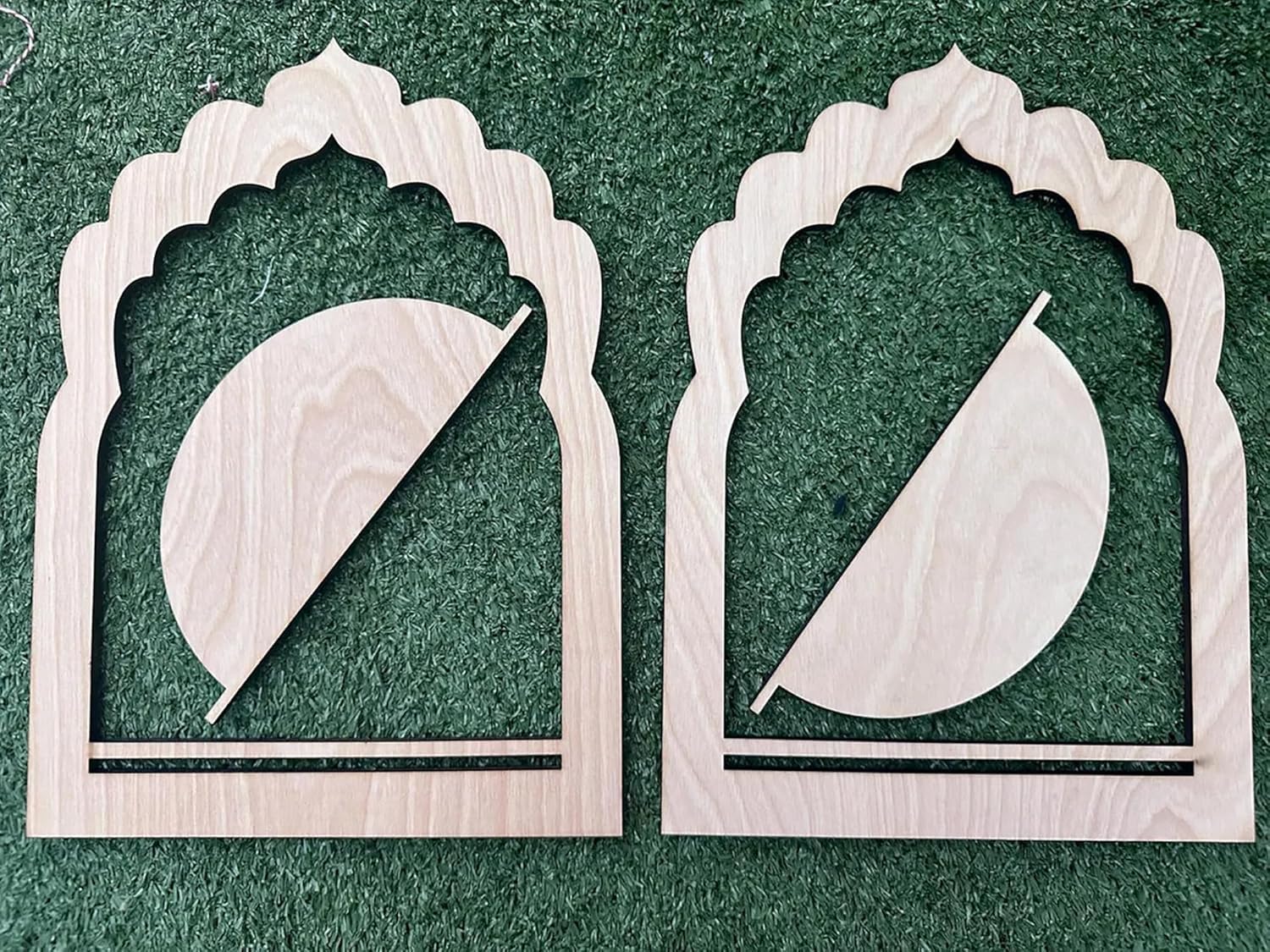 Set of 2 Wooden Jharokha Frames – 7x5 Inch MDF Cutouts for Diwali Decoration
