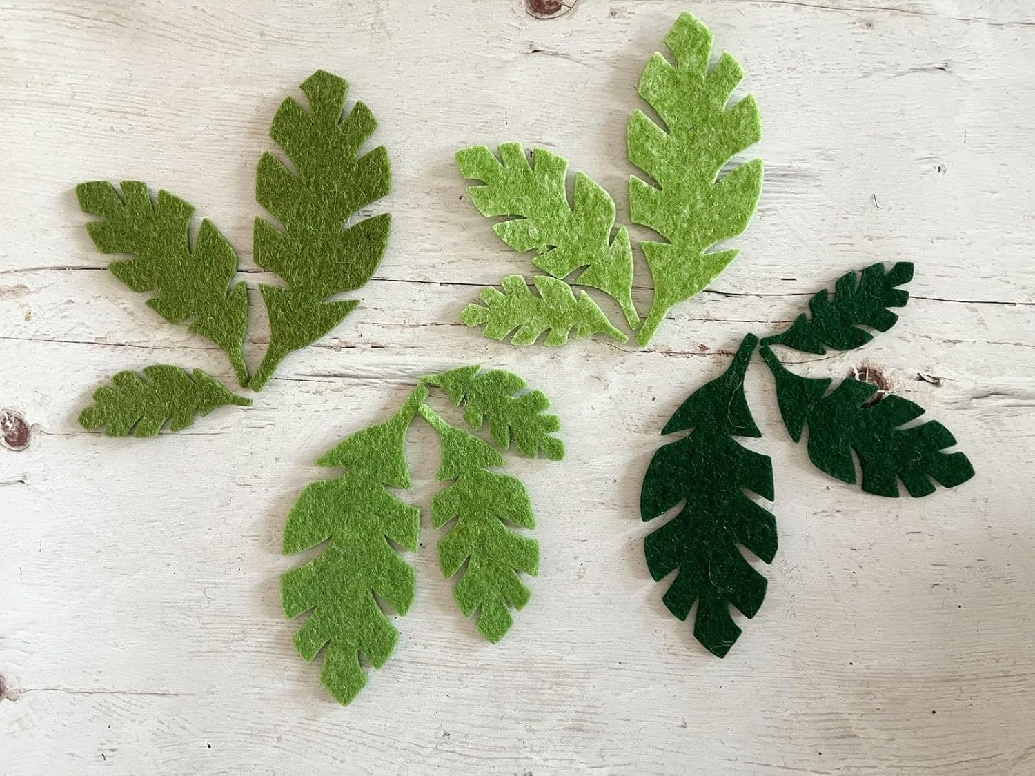 12 Pcs Felt Palm Leaf Die Cuts for DIY Craft & Decoration | Tropical Leaf Felt Shapes