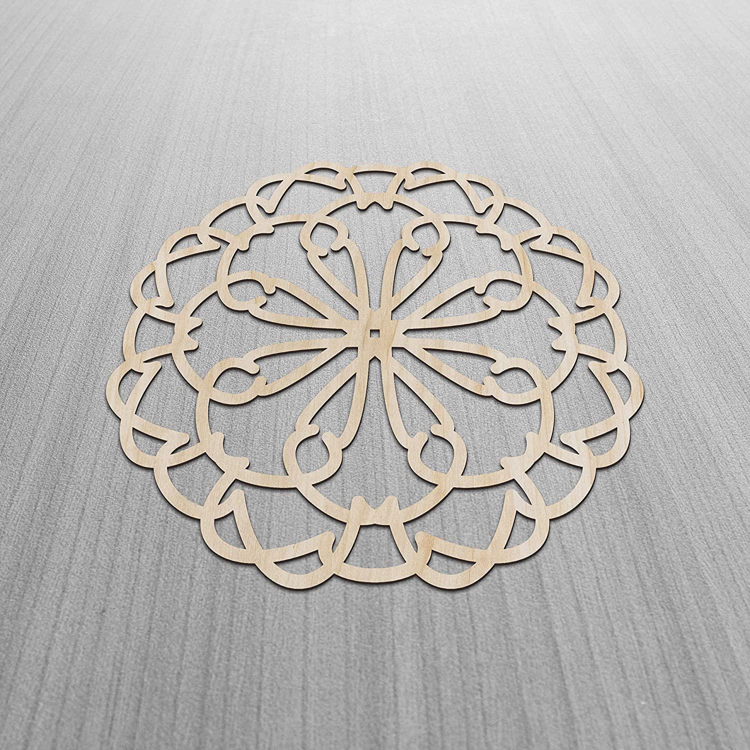 Haoser Mandala Wooden Wall Art, Whirl Look Lattice Abstarct Geometric, Birch Wood Plywood Rustic Wall Art Accent for Hallway Bedroom Living Room Cafes and Offices (Mandala Design-23_30CM) - Haoser