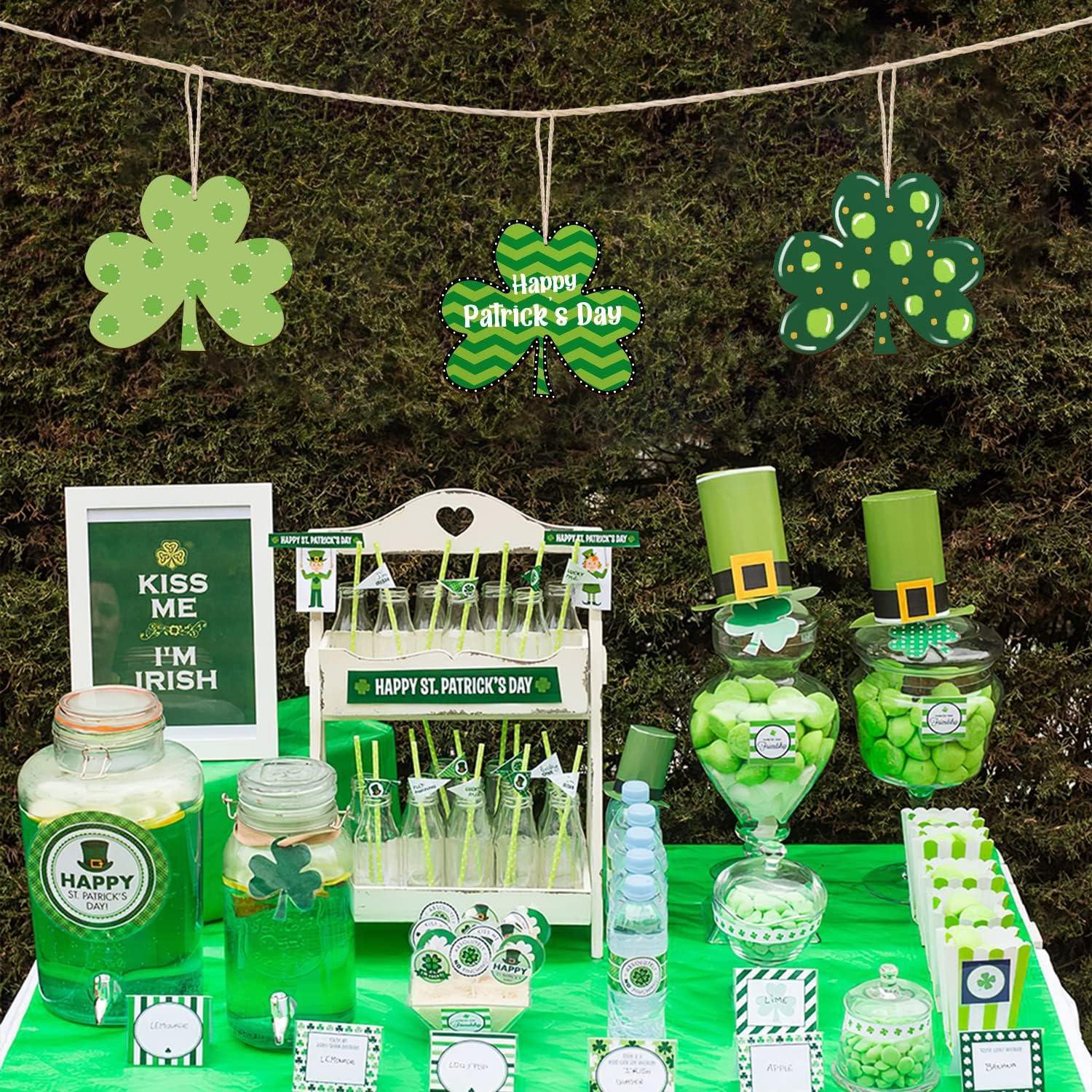 Curious Button 5 Pieces Unfinished Wooden Shamrocks Style Hanging Ornament for DIY Home Decoration, MDF Cutouts, Perfect Wooden Cutouts for Home Decor, Charming Wooden Hanging Ornaments (5.9x6.69IN) - Haoser