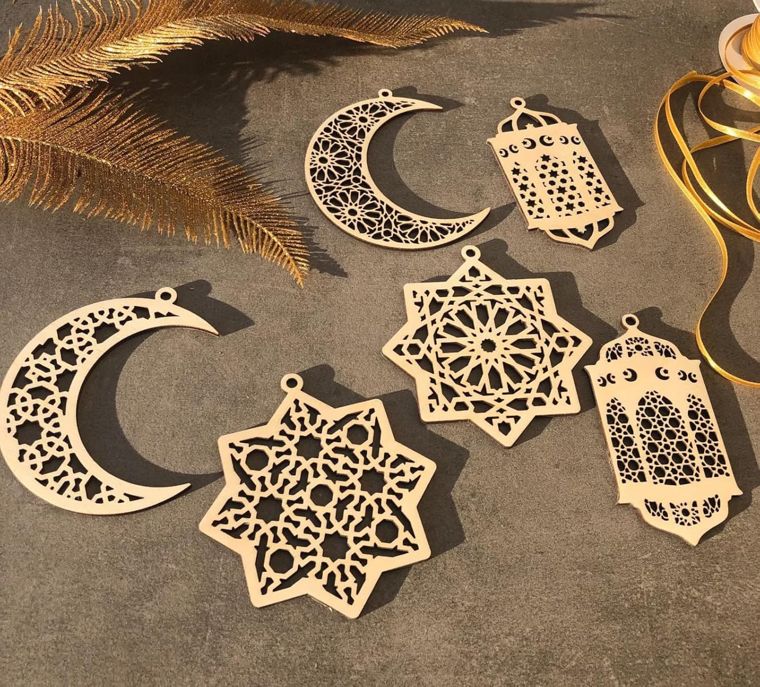 Pack of 6 Ramadan Decorations – Islamic Table & Wall Decor, 10 CM | Premium Pine MDF | Ramadan Kareem Mubarak Decoration for Home, Office, | Ramazaan Decoration itmas | Eid Decor itmas