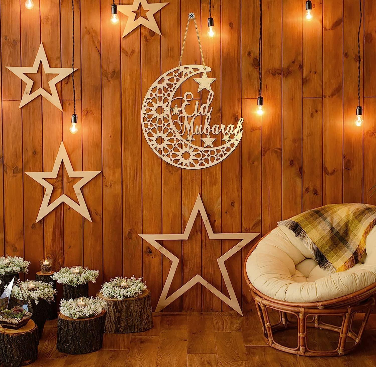 Haoser ramadan decor,Eid Mubarak Door Sign Wooden Hanging Signs,Ramadan Decorations for Home, Ramadan Door Decoration,eid gift items - Haoser