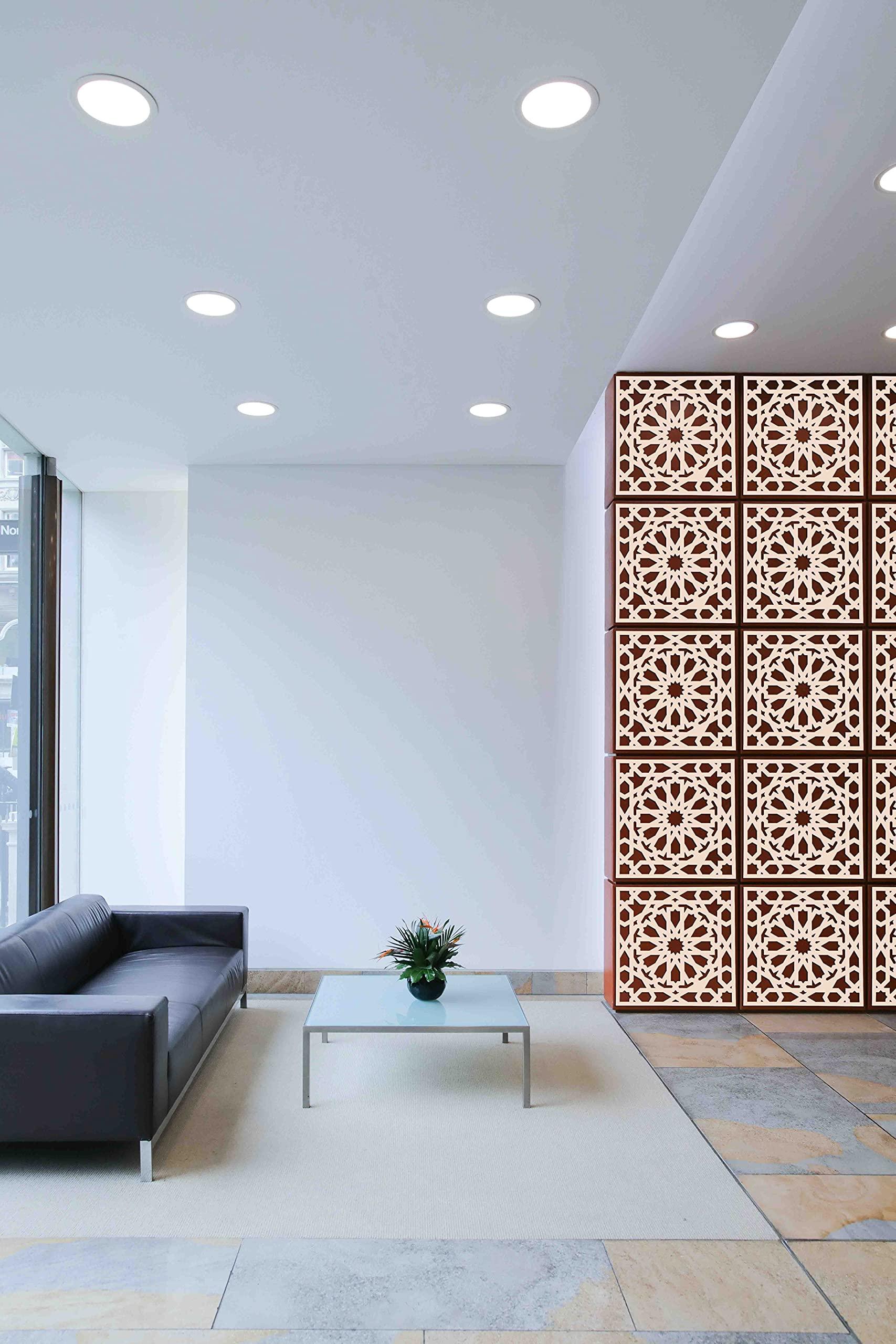 Haoser Home Décor Geometic Laser Cut Carved Panel for Living Room, Windows, Room Partition (Square Panel-7) - Haoser