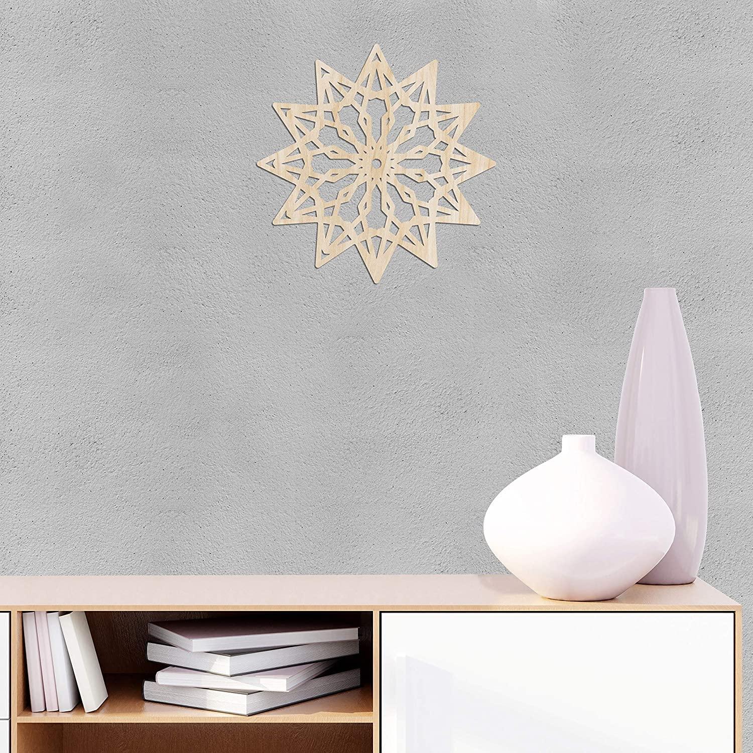 Haoser Mandala Wooden Wall Art, Whirl Look Lattice Abstarct Geometric, Birch Wood Plywood Rustic Wall Art Accent for Hallway Bedroom Living Room Cafes and Offices (Mandala Design-27_30CM) - Haoser