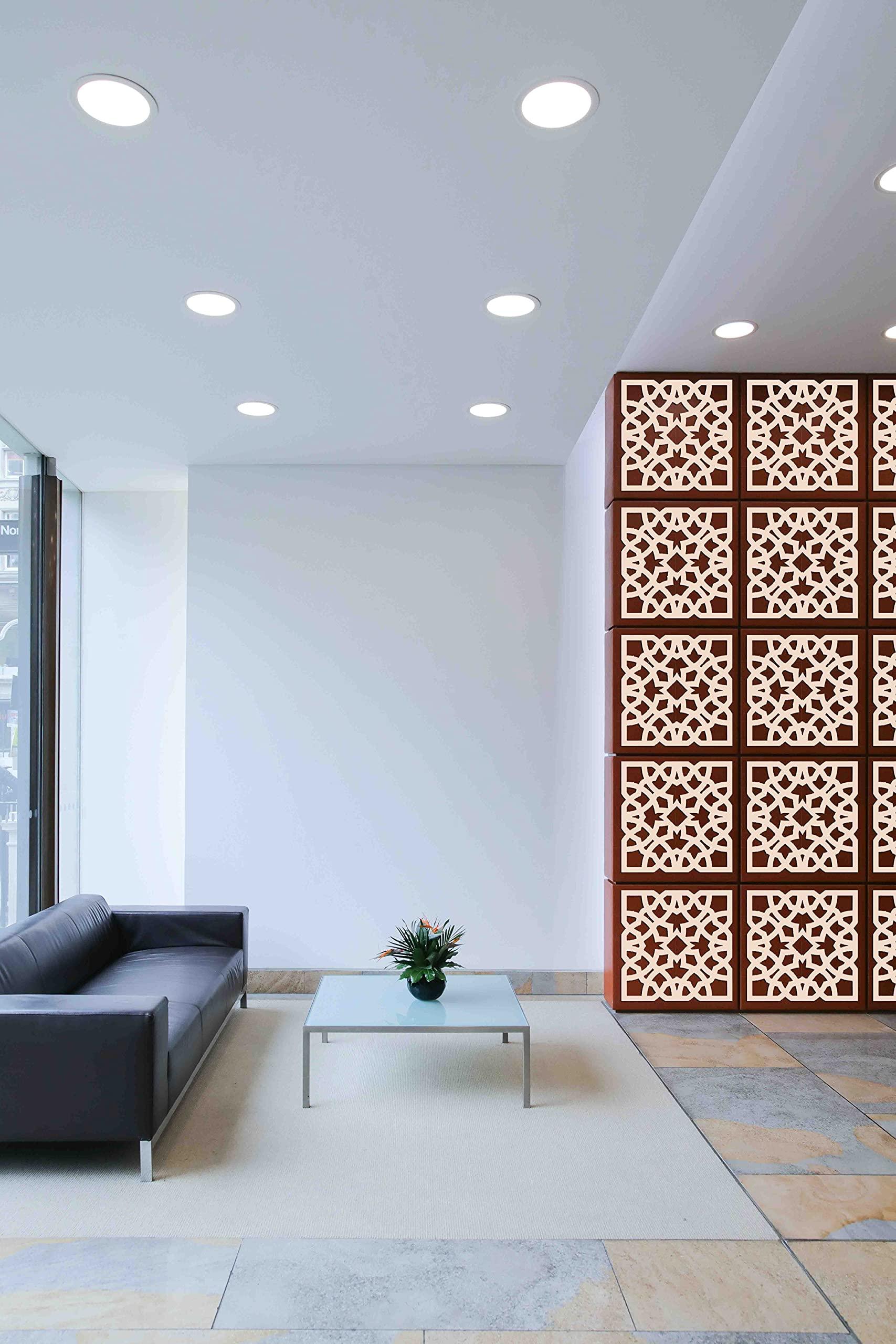 Haoser Home Décor Geometic Laser Cut Carved Panel for Living Room, Windows, Room Partition (Square Panel-9) - Haoser