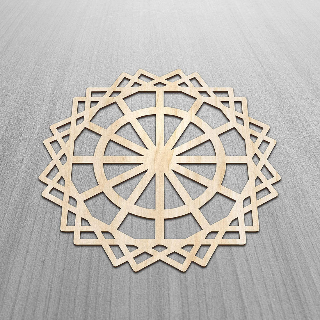 Haoser Mandala Wooden Wall Art, Traditional Star Ornament Polygonal Details, Birch Wood Plywood Rustic Wall Art Accent for Hallway Bedroom Living Room Cafes and Offices (Mandala Design-12_30CM) - Haoser