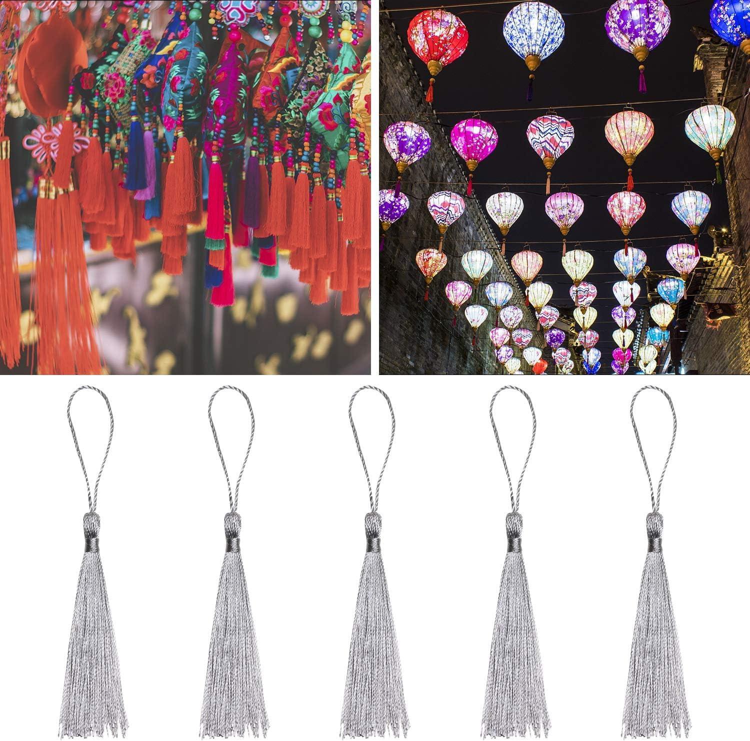 Haoser Silver 50 Psc 13cm/5 Inch Silky Floss Craft Tassels, Handmade Tassel with Loop for Jewelry Making Souvenir, Bookmarks, DIY Craft Accessory - Haoser