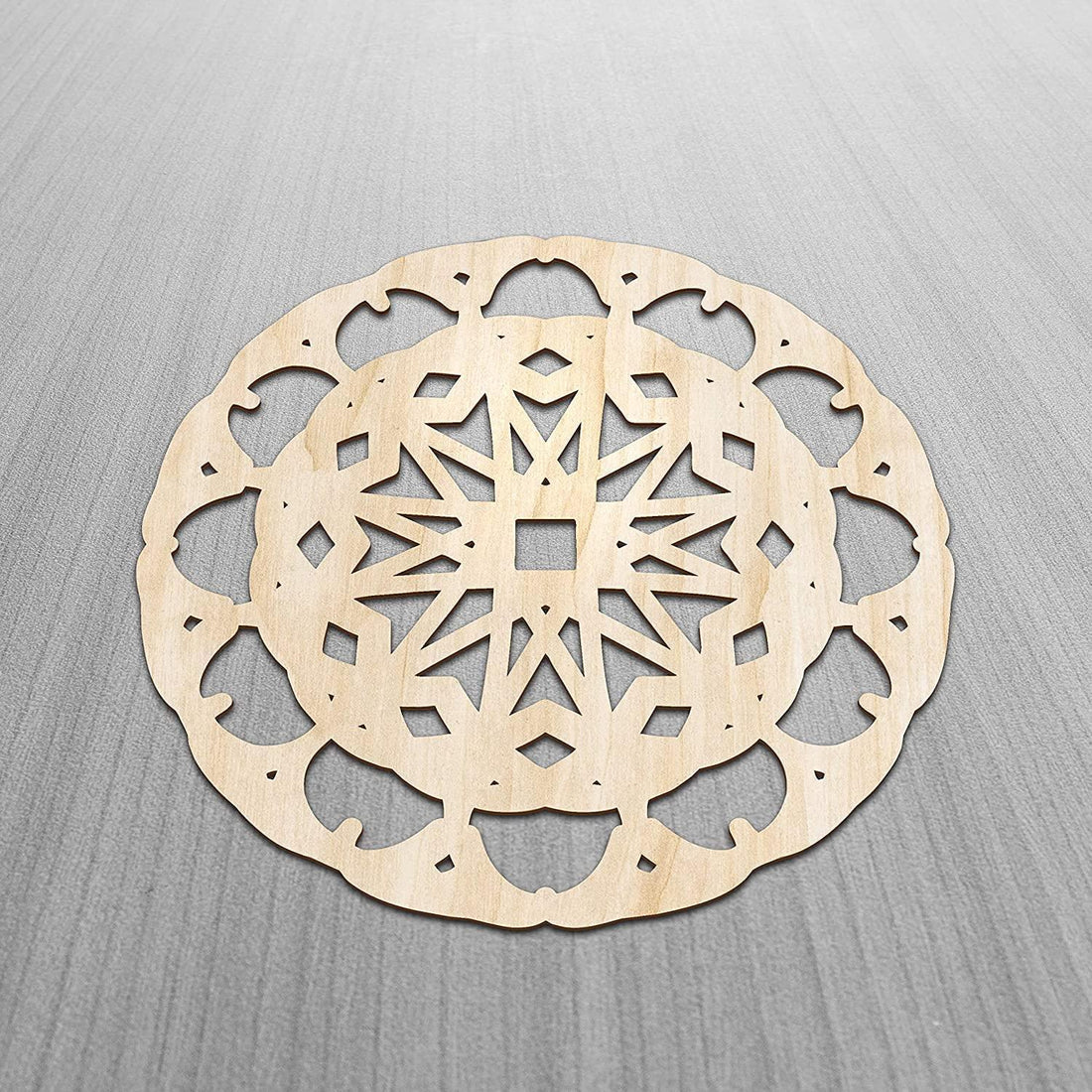 Haoser Mandala Wooden Wall Art, Traditional Star Ornament Polygonal Details, Birch Wood Plywood Rustic Wall Art Accent for Hallway Bedroom Living Room Cafes and Offices (Mandala Design-4_30CM) - Haoser
