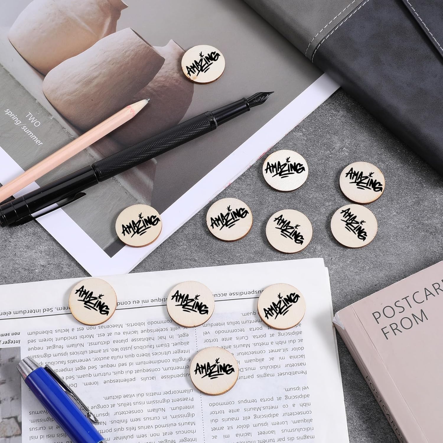 100 Pcs Round Wooden Discs, Unfinished Wood Slices for Crafts Small Wood Slices Blank Natural Wooden Cutout