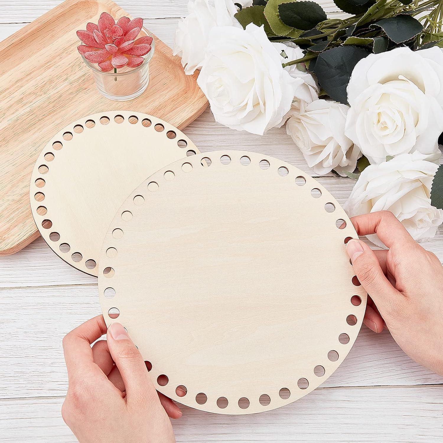 Haoser 2 Sizes Natural Wooden Basket Bottom, 7.8 5.9 Inch Circle Blank Crochet Basket Wood Base for DIY Basket Weaving Supplies Craft Making Home Decoration, Crochet Basket Wood Base. - Haoser