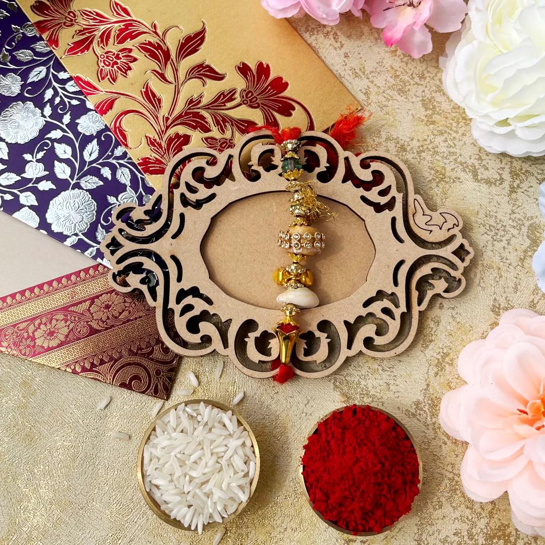 Pack of 2 Mini Platter Photo Magnet – 2-Layer Wooden MDF Gift for Rakshabandhan