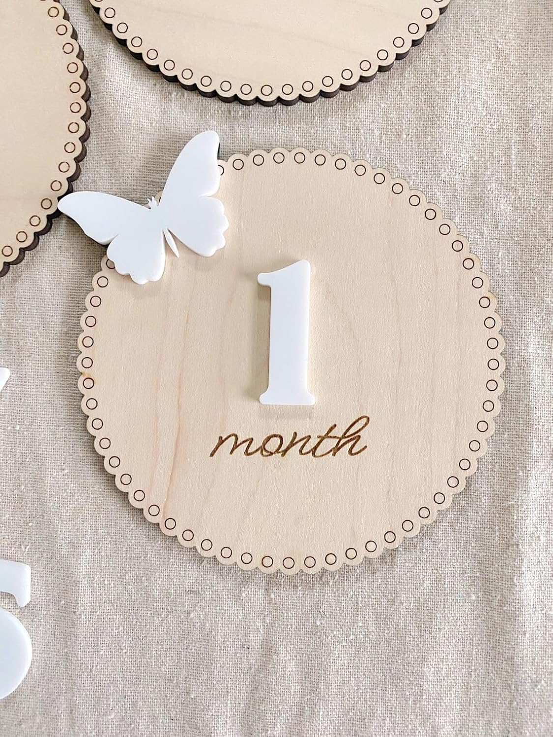 3D Wooden Baby Monthly Milestone Discs - Butterfly Design