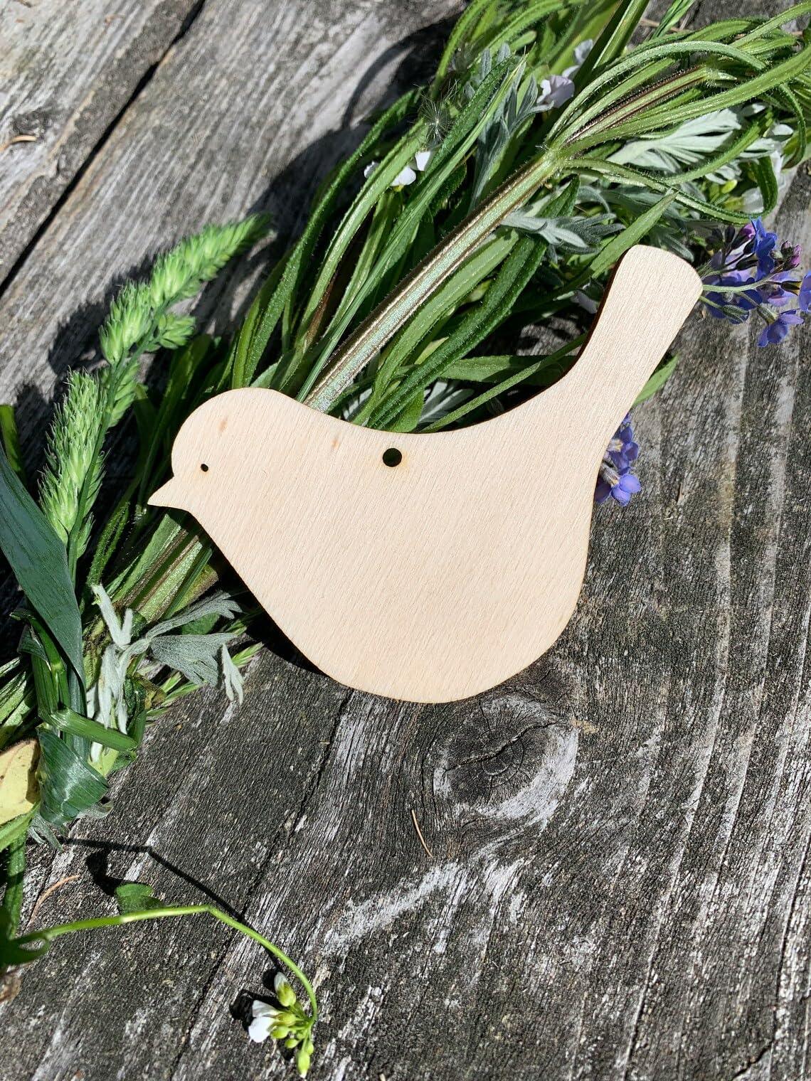 Haoser 12 Piececs Wooden Bird Cutouts, Dove Shapes Birds for Craft,Bird Wood DIY Crafts Cutouts,Unfinished Wood Birds, Bird Wood Shapes, Hanging Wooden Birds Ornaments,Wooden Cutouts Wood Bird - Haoser
