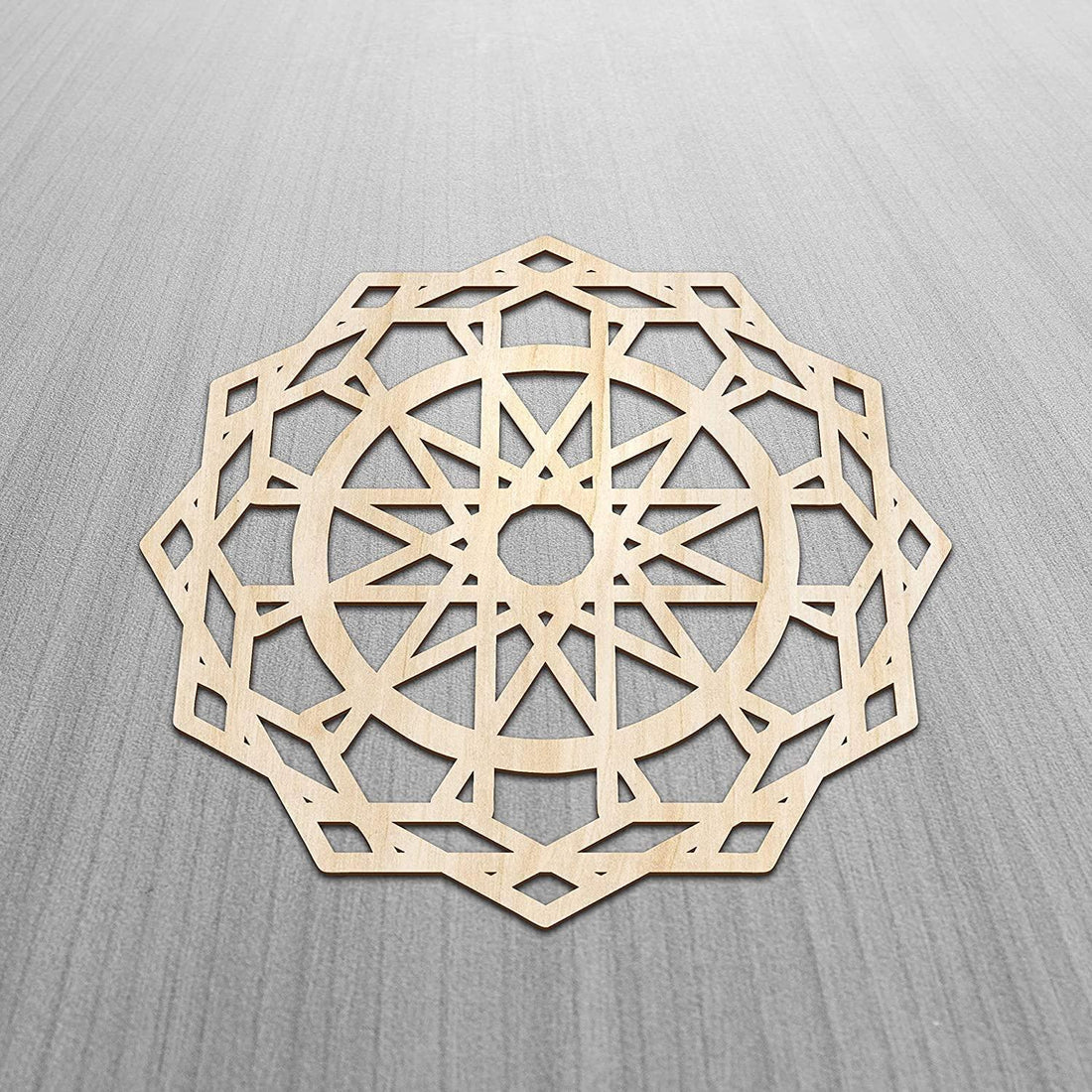 Haoser Mandala Wooden Wall Art, Traditional Star Ornament Polygonal Details, Birch Wood Plywood Rustic Wall Art Accent for Hallway Bedroom Living Room Cafes and Offices (Mandala Design-14_30CM) - Haoser