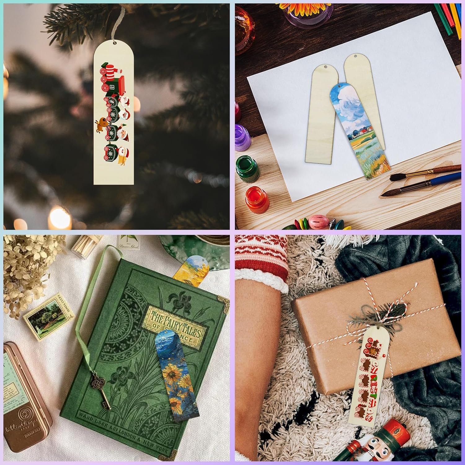 25 PCS Unfinished Wood Bookmarks – Arch MDF Bookmarks Cutuots with Rope | DIY Blank Bookmarks for Painting