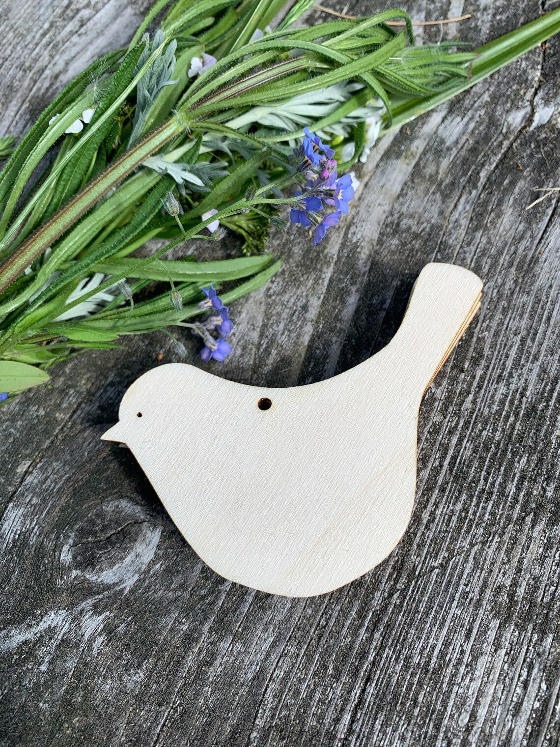 Haoser 12 Piececs Wooden Bird Cutouts, Dove Shapes Birds for Craft,Bird Wood DIY Crafts Cutouts,Unfinished Wood Birds, Bird Wood Shapes, Hanging Wooden Birds Ornaments,Wooden Cutouts Wood Bird - Haoser