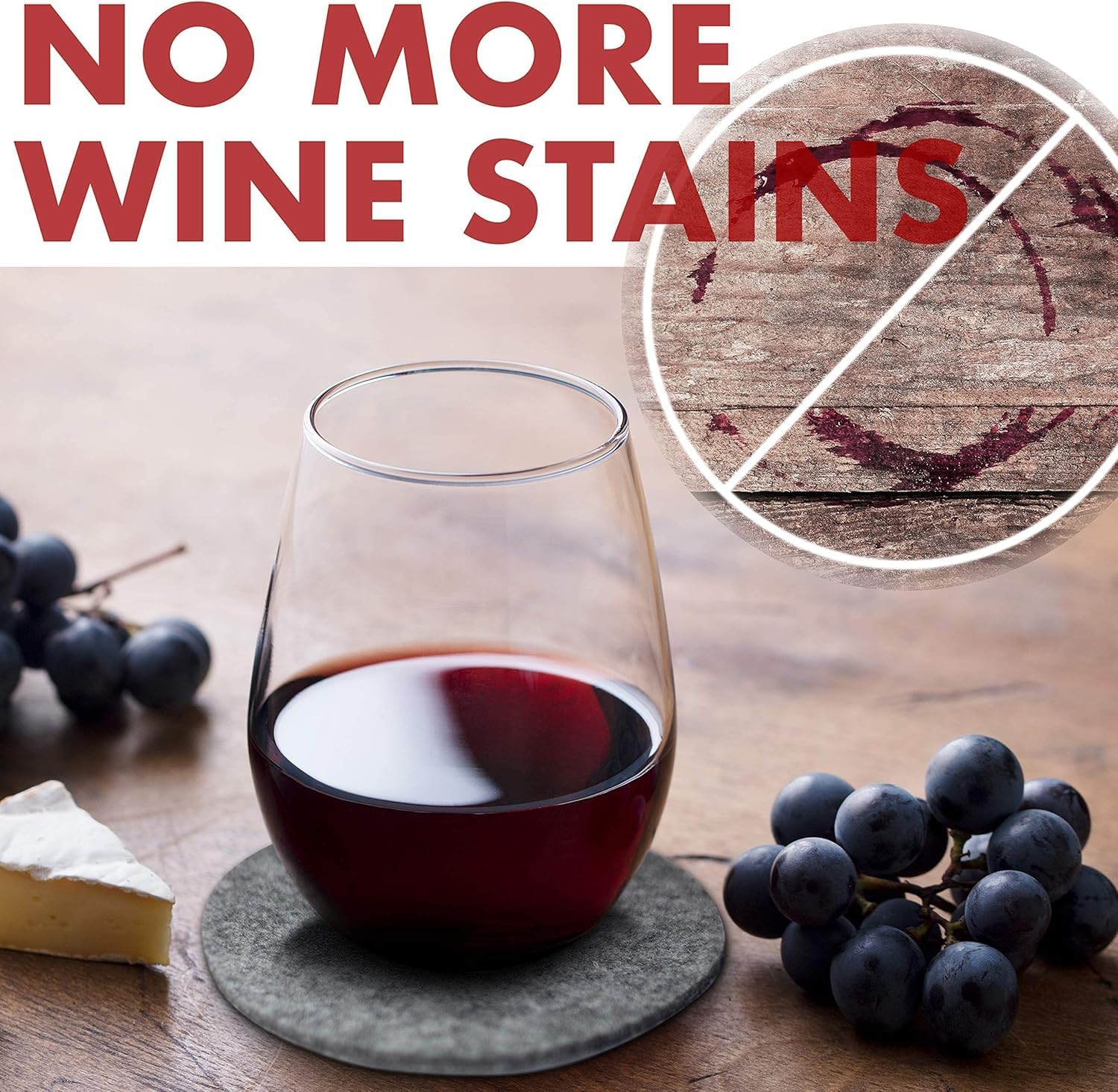 Gray Felt Drink Coasters Round Absorbent Cup Mats for Table Protection