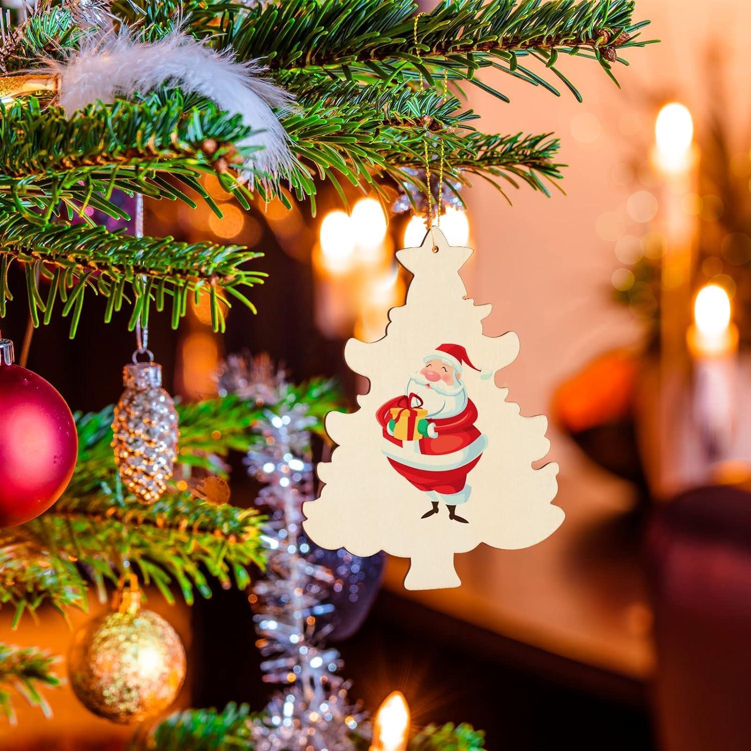 Curious Button 5 Pieces Unfinished Wooden Tree New Style Hanging Ornament for DIY Home Decoration, MDF Cutouts, Perfect Wooden Cutouts for Home Decor, Charming Wooden Hanging Ornaments (7x5.11IN) - Haoser