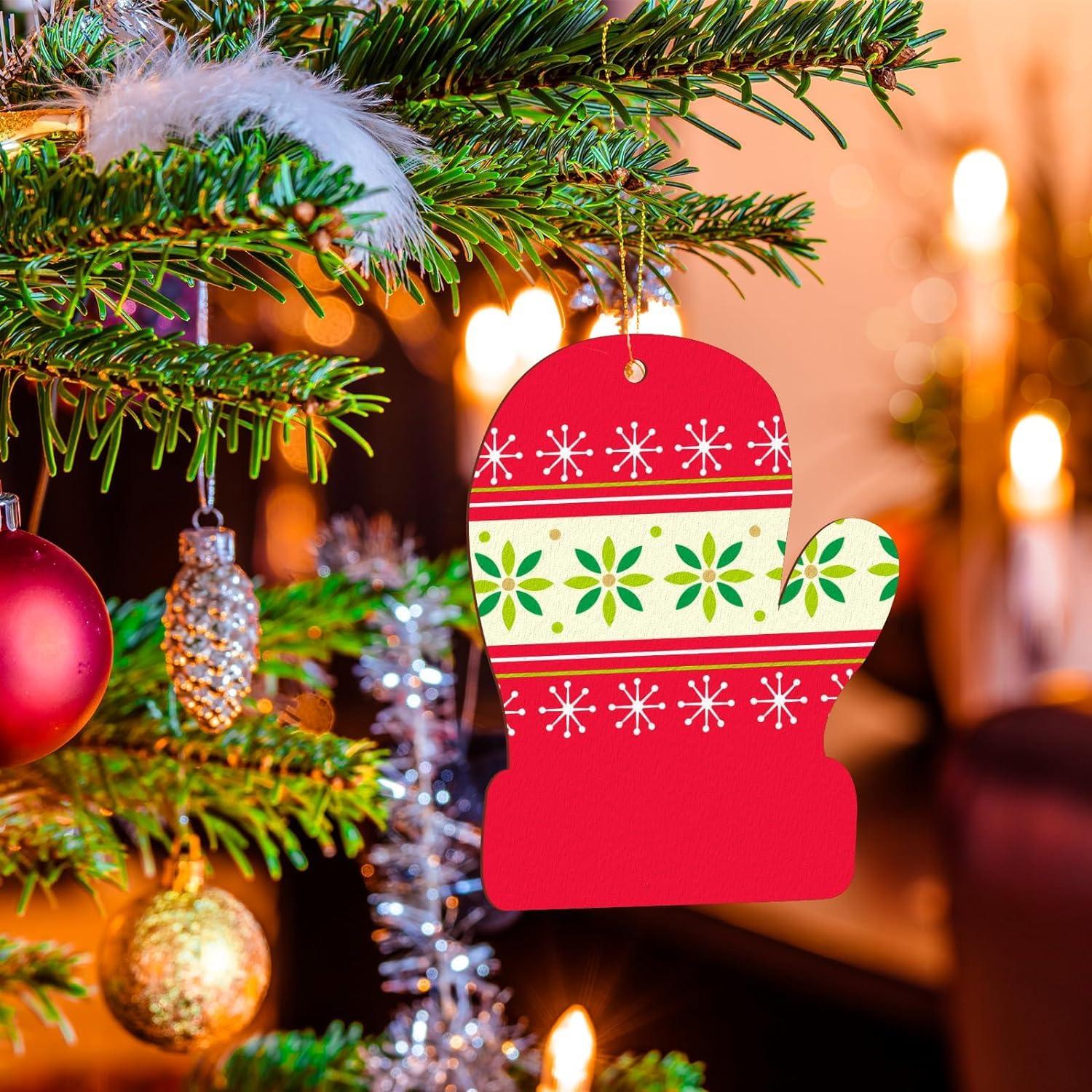 Curious Button 5 Pieces Unfinished Wooden Gloves Style Hanging Ornament for DIY Home Decoration, MDF Cutouts, Perfect Wooden Cutouts for Home Decor, Charming Wooden Hanging Ornaments (6.7x6.3IN) - Haoser