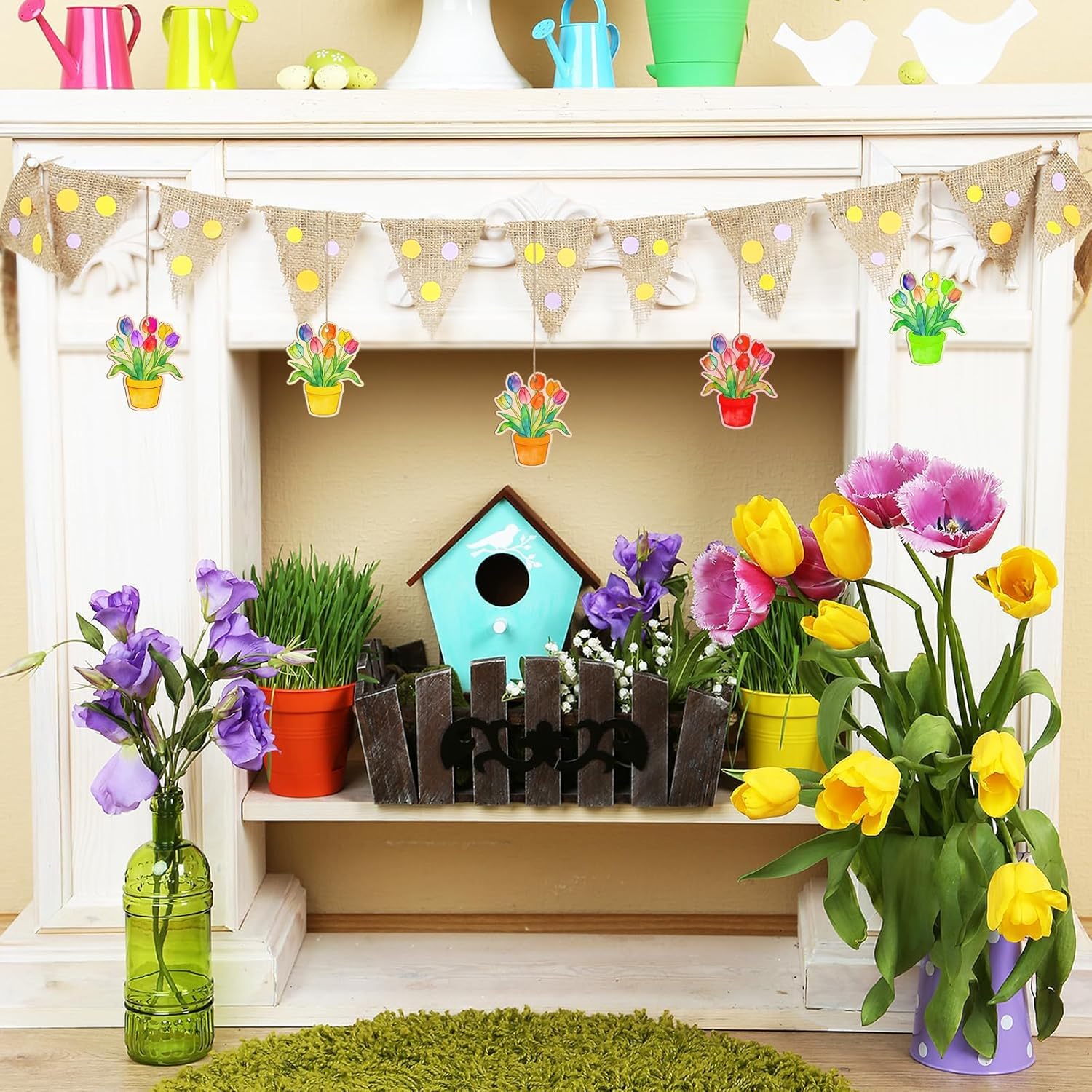 24 PCS Wooden Easter Ornaments for DIY Craft | 3.5 Inch Spring Cutouts