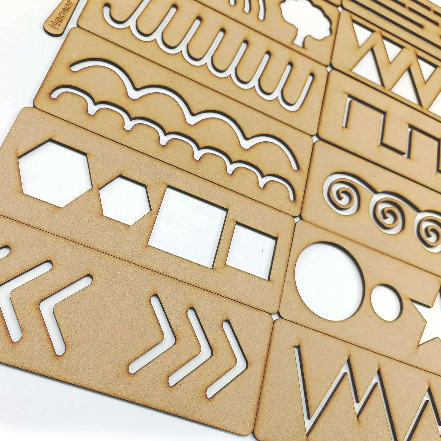Haoser Wooden Line Tracing Board Prewriting Tracing Tiles a Set of 12 Tracing Tiles Montessori Learning Resources for Pre Writing Skills Development and Motor Skills Enhancement - Haoser