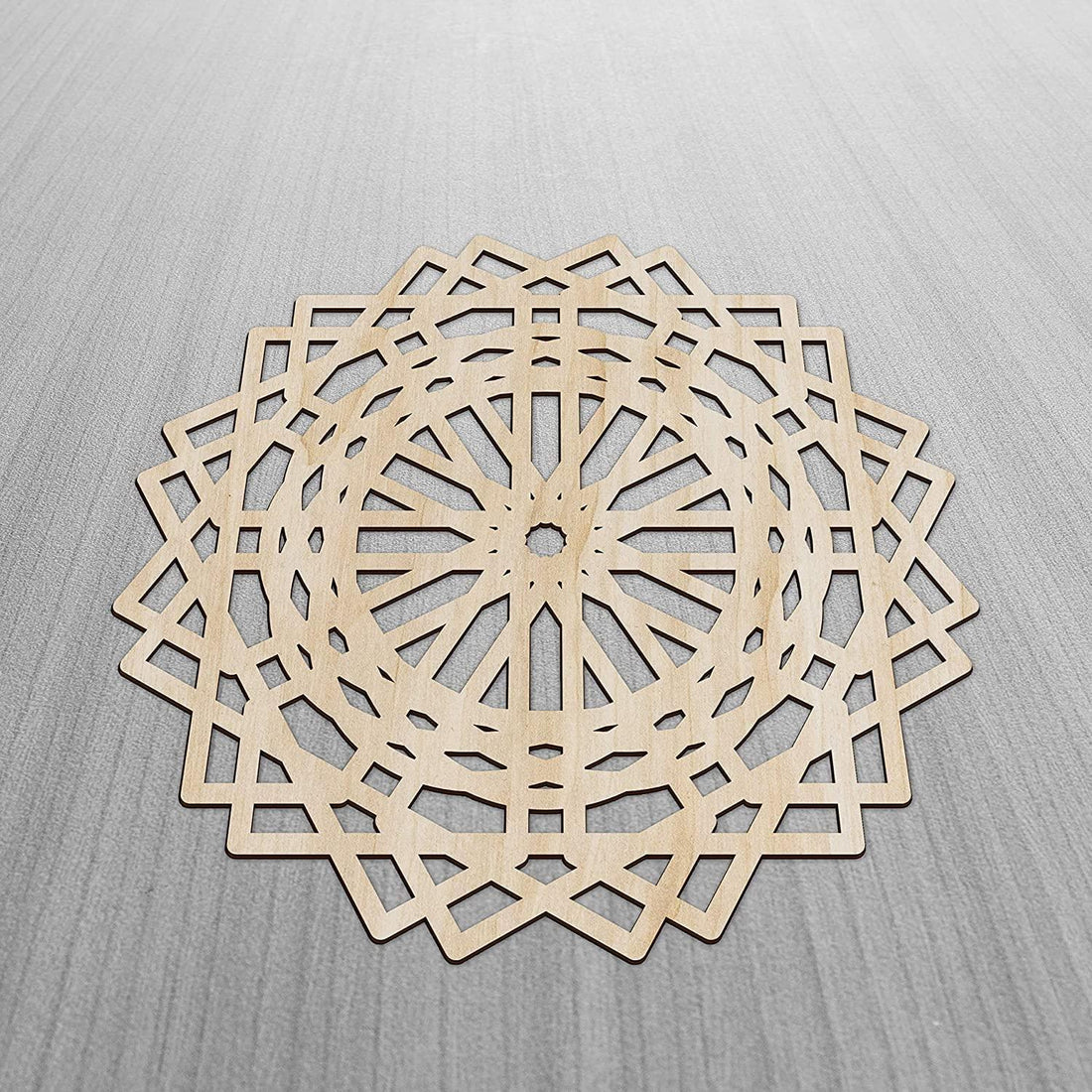 Haoser Mandala Wooden Wall Art, Traditional Star Ornament Polygonal Details, Birch Wood Plywood Rustic Wall Art Accent for Hallway Bedroom Living Room Cafes and Offices (Mandala Design-10_30CM) - Haoser