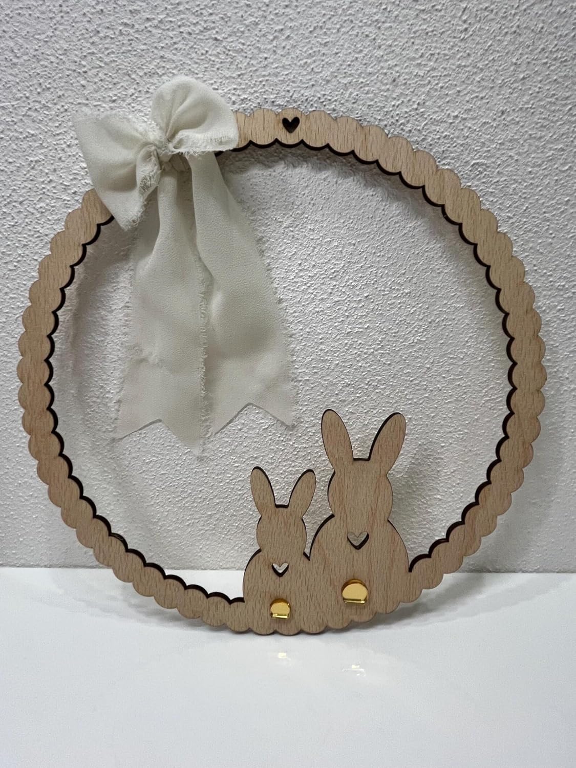 Easter Bunny Wooden Round Door Hanger 12 Inch | Spring Wreath Sign