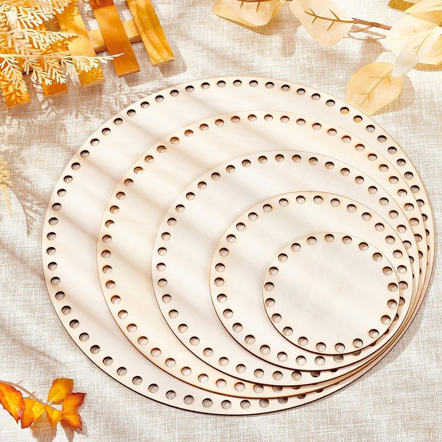 Haoser 2 Sizes Natural Wooden Basket Bottom, 7.8 5.9 Inch Circle Blank Crochet Basket Wood Base for DIY Basket Weaving Supplies Craft Making Home Decoration, Crochet Basket Wood Base. - Haoser