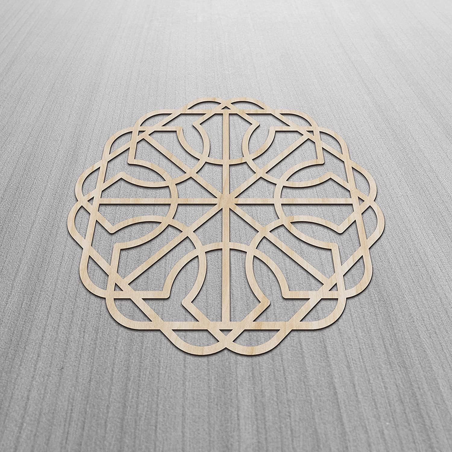 Haoser Mandala Wooden Wall Art, Whirl Look Lattice Abstarct Geometric, Birch Wood Plywood Rustic Wall Art Accent for Hallway Bedroom Living Room Cafes and Offices (Mandala Design-16_30CM) - Haoser