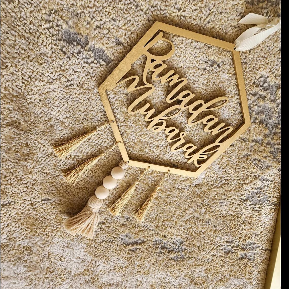 Haoser Wooden Golden Ramadan Mubarak Decoration