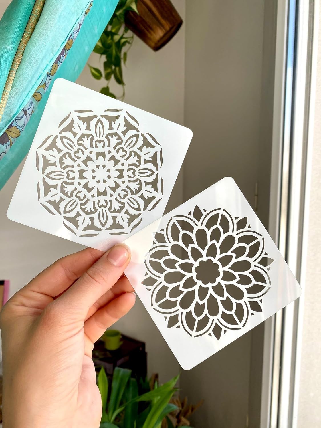 Pack of 9 Mandala Stencil for Painting – 3.93 Inch Plastic Flower Mandala Stencils