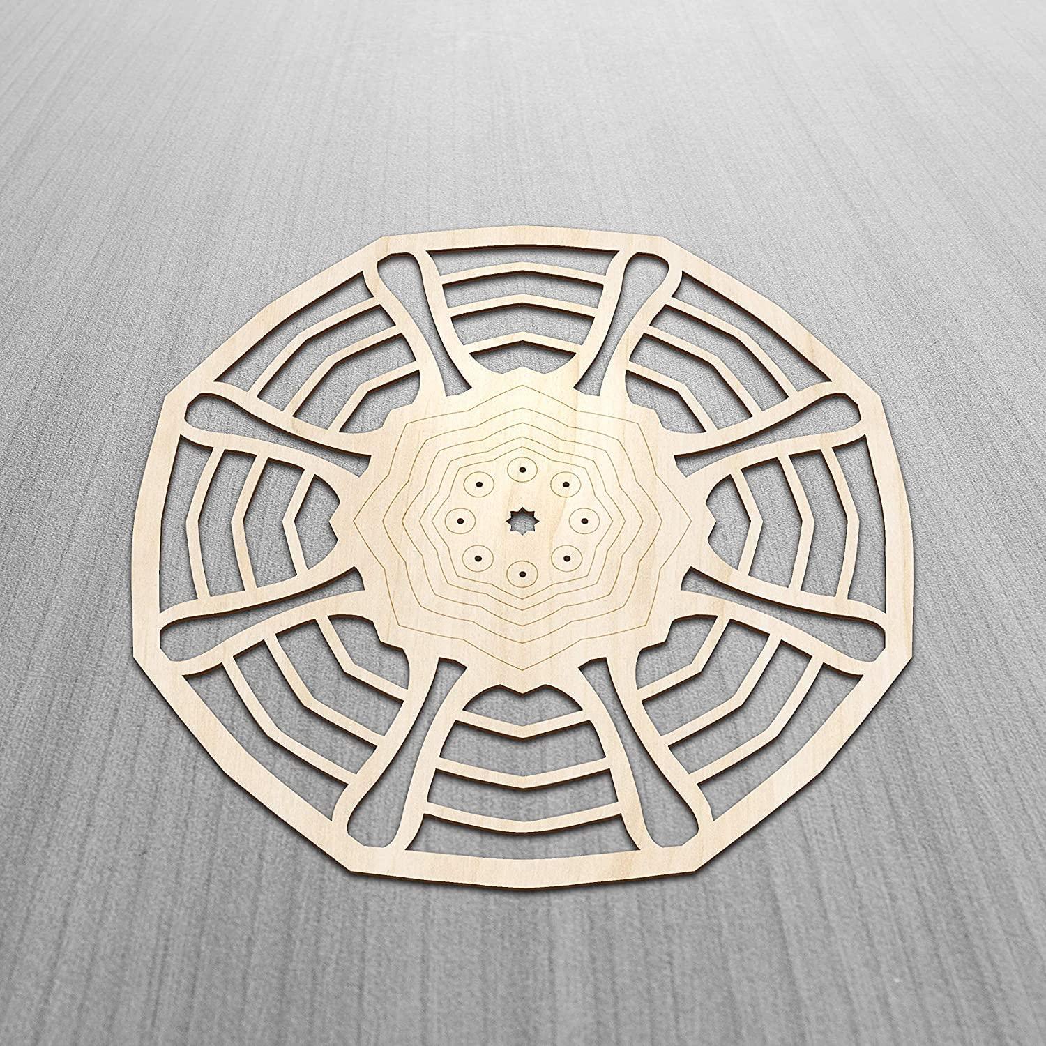 Haoser Mandala Wooden Wall Art, Traditional Star Ornament Polygonal Details, Birch Wood Plywood Rustic Wall Art Accent for Hallway Bedroom Living Room Cafes and Offices (Mandala Design-3_30CM) - Haoser