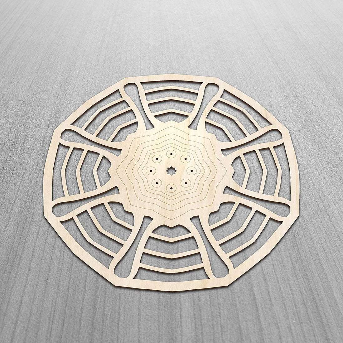 Haoser Mandala Wooden Wall Art, Traditional Star Ornament Polygonal Details, Birch Wood Plywood Rustic Wall Art Accent for Hallway Bedroom Living Room Cafes and Offices (Mandala Design-3_30CM) - Haoser