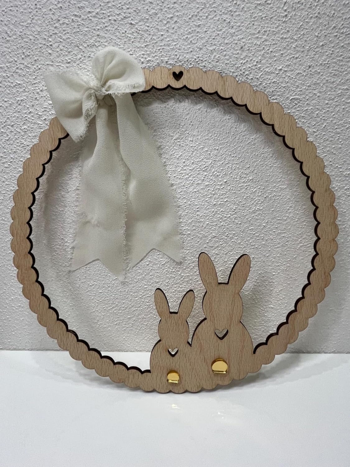 Easter Bunny Wooden Round Door Hanger 12 Inch | Spring Wreath Sign