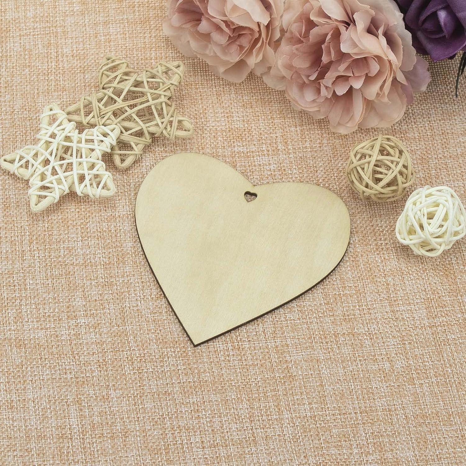 Haoser Heart MDF Pine Wood 1 inch -2.5 mm Thick Wood Hearts for Crafts, Unfinished Wooden Heart Cutouts, Heart Wood Slices Board for Resin Art, Mandala Art, Pyrography, Painting - Haoser