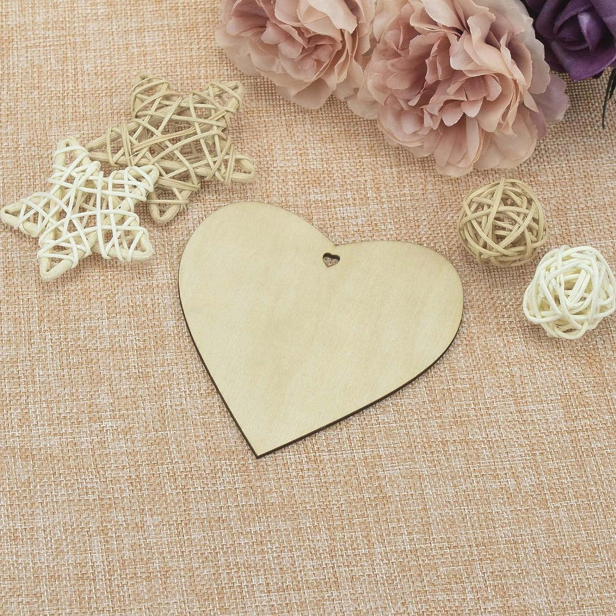 Haoser Heart MDF Pine Wood 1 inch -2.5 mm Thick Wood Hearts for Crafts, Unfinished Wooden Heart Cutouts, Heart Wood Slices Board for Resin Art, Mandala Art, Pyrography, Painting - Haoser
