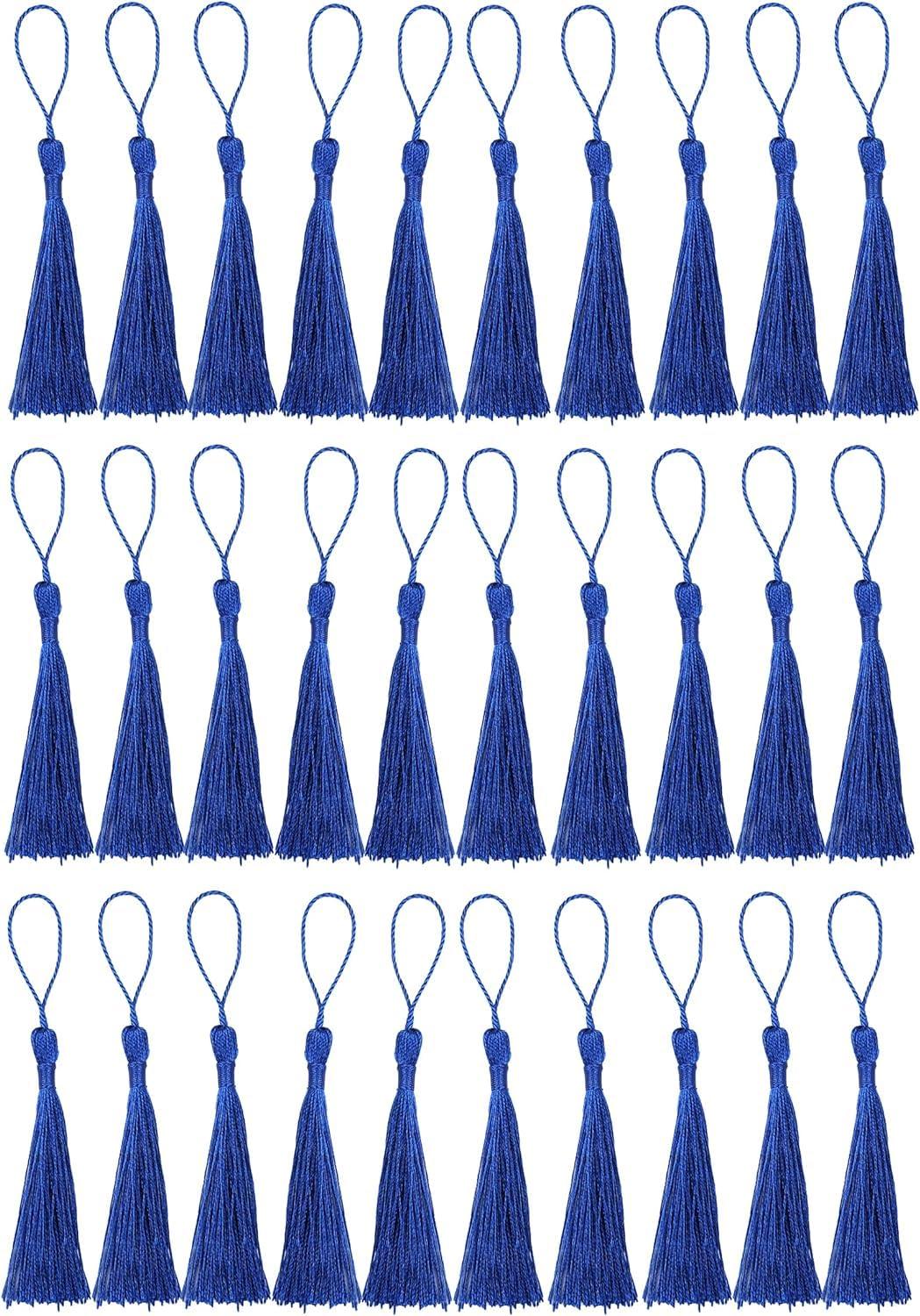 Haoser 20 Pcs Handmade Sewing Tassels Bookmark Tassels with Cord Loop, Tassels for Keychain Earring Jewelry Making, Graduation, Clothing Sewing Tassels, DIY Craft Projects?Navy Blue - Haoser