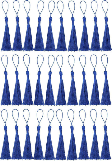Haoser 20 Pcs Handmade Sewing Tassels Bookmark Tassels with Cord Loop, Tassels for Keychain Earring Jewelry Making, Graduation, Clothing Sewing Tassels, DIY Craft Projects?Navy Blue - Haoser