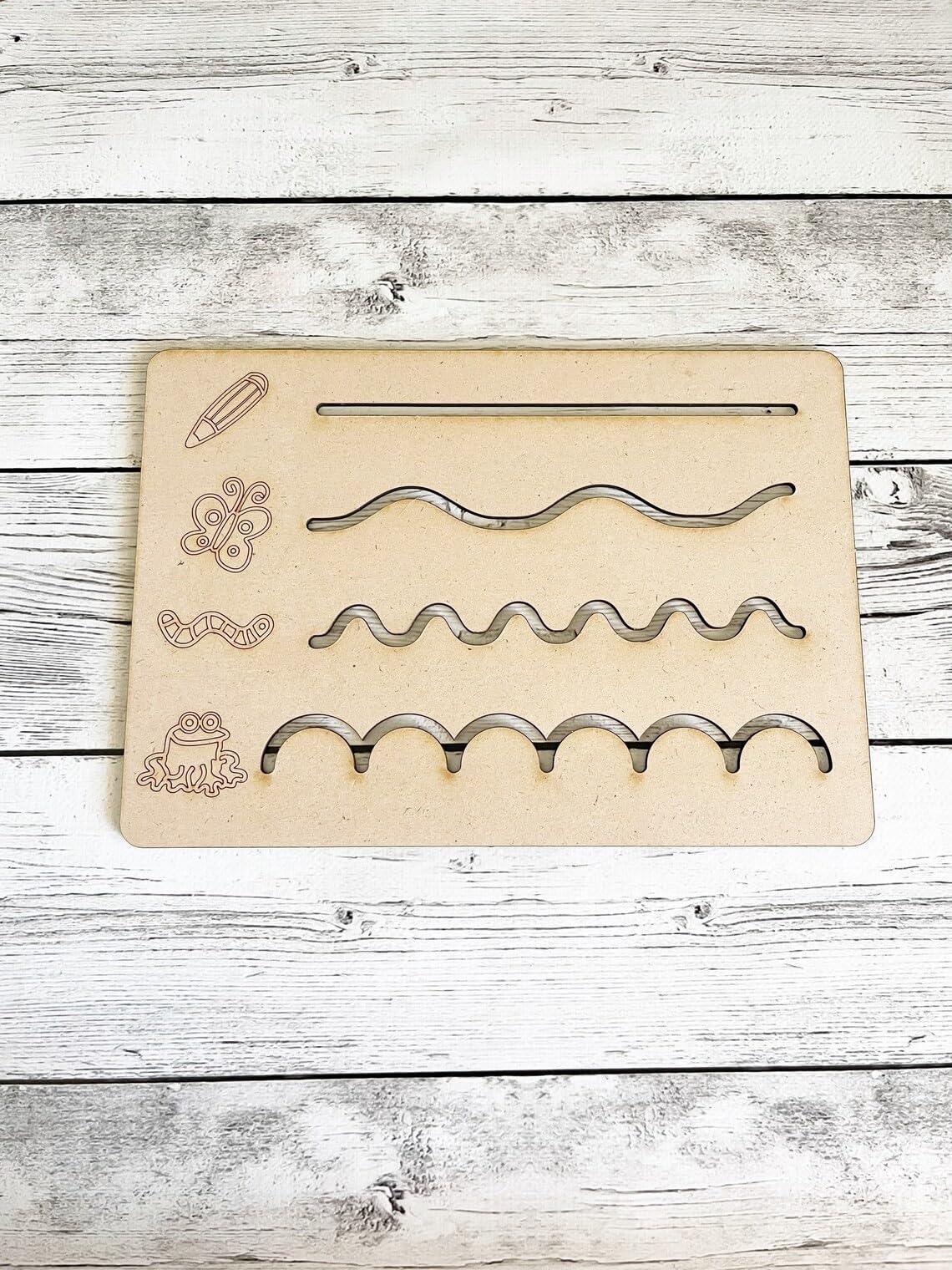 Haoser Wood Tracing Pencil Preschool Skill Board - Montessori Mat Stencil |Montessori Stencils|Montessori Educational Toys Pre-Writing Board Montessori Educational (Montessori Stencil 2 Boards) - Haoser