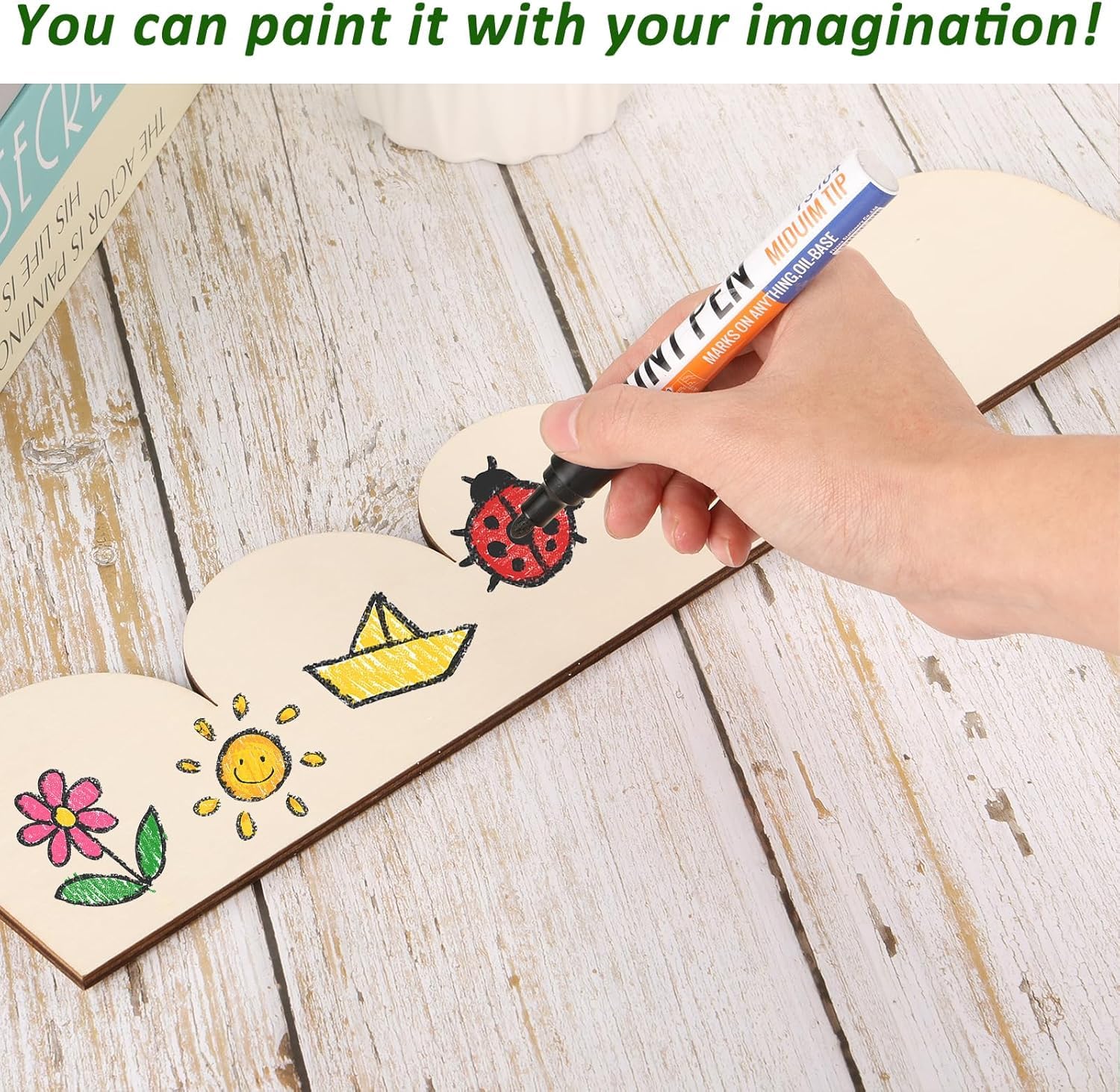 6Pack Unfinished Scalloped Decorative Wood Trim for DIY Projects | Wooden Moulding Trim for Wall