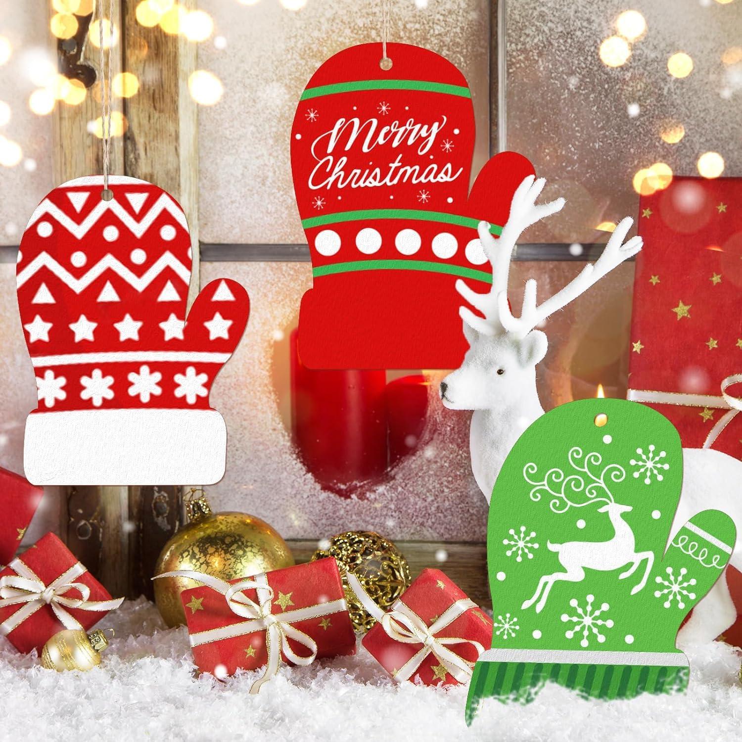 Curious Button 5 Pieces Unfinished Wooden Gloves Style Hanging Ornament for DIY Home Decoration, MDF Cutouts, Perfect Wooden Cutouts for Home Decor, Charming Wooden Hanging Ornaments (6.7x6.3IN) - Haoser