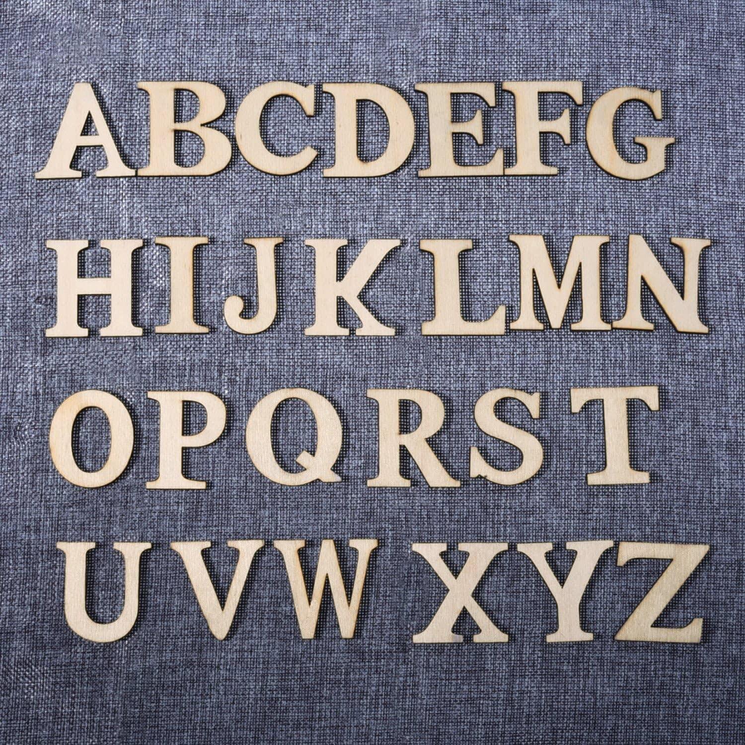 Haoser 124 Pieces Totally Wooden Capital Letter Wood Lower Case Letters Wooden Numbers for Arts Crafts DIY Decoration Displays|Blank Unfinished Wooden Letters for Crafts - Haoser