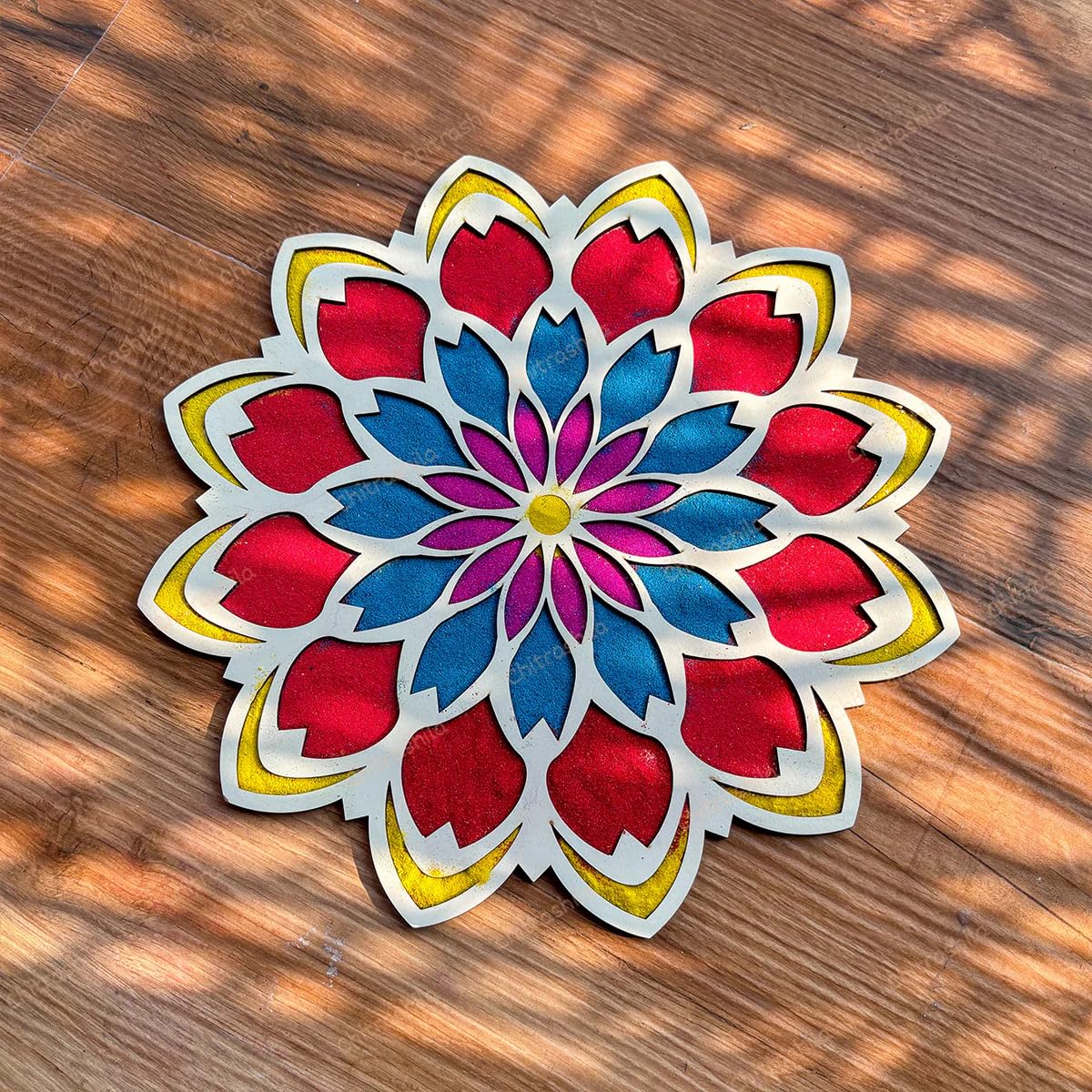 Wooden MDF Rangoli for Diwali Decoration | 12x12 Inch Pine MDF Rangoli Art | Reusable Craft Base for Mandala & Lippan Art Festive Decor Plate for Floor or Wall